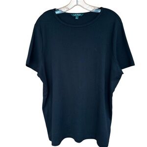 LAUREN Ralph Lauren Black 100% Cotton Short Sleeve Jersey Tee, 2X